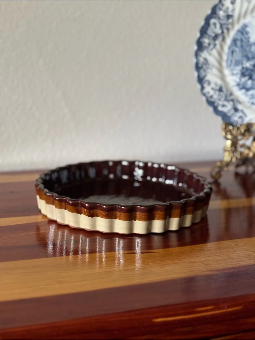 Stoneware Fluted Baking Dish - Brown and Cream